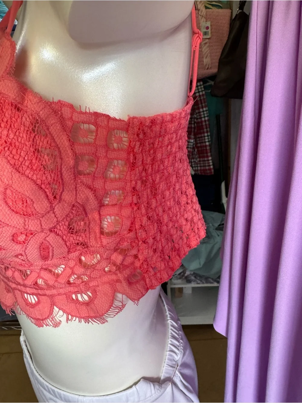 Zenana Outfitters Coral Lace Bralette with Double Straps